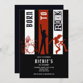 Jedes Alter Geboren zu Rock & Roll Rocker Geburtst Einladung (Vorne/Hinten)