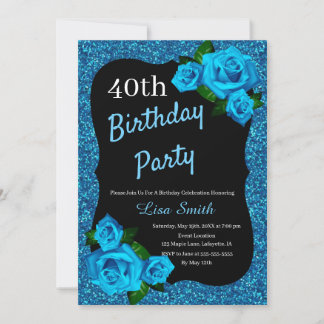 Jedes Alter Geburtstag Blue Glitzer Blue Rose Einladung