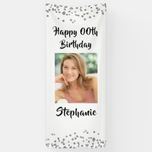 JEDES ALTER Geburtstag Confetti Script Foto Door Banner