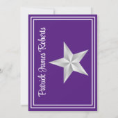 Jedes Alter Geburtstag Lila und White Star Einladung (Rückseite)