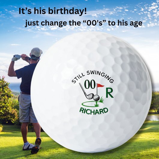*JEDES ALTER Geburtstag Männer Monogramm Name Golfball