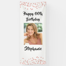JEDES ALTER Geburtstag Rose Gold Confetti Script F Banner