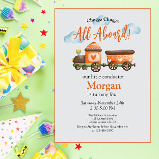 Jedes Alter Geburtstag Schöner Zug Wasserfarben Pa Einladung
