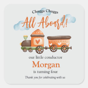 Jedes Alter Geburtstag Schöner Zug Wasserfarben Pa Quadratischer Aufkleber