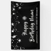 Jedes Alter Geburtstag schwarze Silberstars Pinsel Banner (Vertikal)