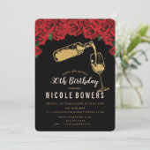 JEDES ALTER - Glitzer aus Weinglas Geburtstag Einl Einladung (Stehend Vorderseite)