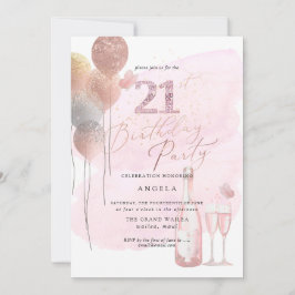 Jedes Alter, Glitzer Balloons Rosa Champagner 21. Einladung