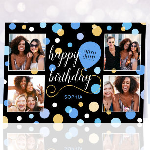 Jedes Alter glücklich Geburtstag Custom Foto Blue Karte