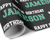 Jedes Alter glücklich Geburtstag Retro Custom Gree Geschenkpapier (Rolleneckpunkt)