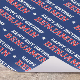 Jedes Alter glücklich Geburtstag Retro Custom Navy Geschenkpapier