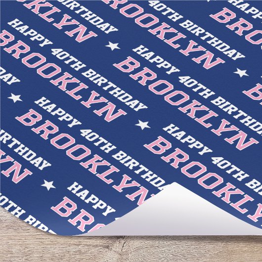 Jedes Alter glücklich Geburtstag Retro Custom Navy Geschenkpapier