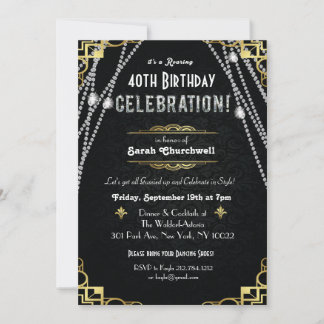 JEDES ALTER - Große Art Deco Geburtstagseinladung Einladung