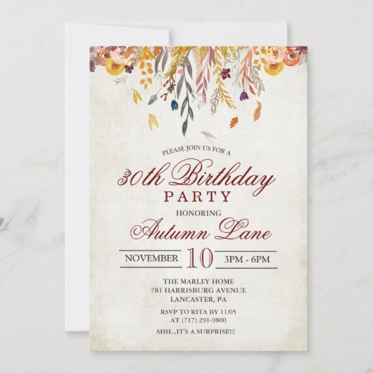 JEDES ALTER - Herbstliche Herbstlaub Einladung zum (Vorderseite)