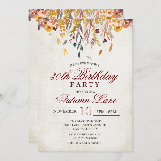 JEDES ALTER - Herbstliche Herbstlaub Einladung zum (Vorne/Hinten)