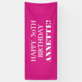 Jedes Alter Hot Pink Custom Happy Birthday Banner (Vertikal)
