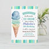 JEDES ALTER - Ice Cream Boy Geburtstag Einladung (Stehend Vorderseite)