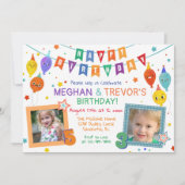 JEDES ALTER - Joint Dual Sibling Birthday Einladun Einladung (Vorderseite)