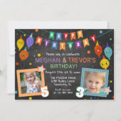 JEDES Alter - Joint Dual Sibling Geburtstag Einladung (Vorderseite)