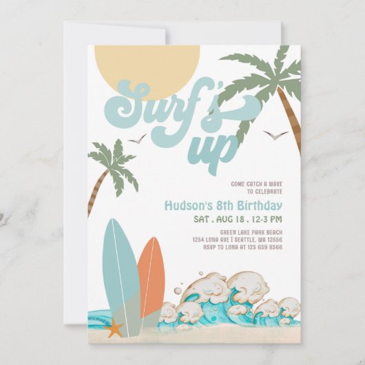 JEDES ALTER Junge Surf Surfen Birthday Beach Party Einladung (Vorderseite)