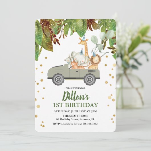 JEDES ALTER - Jungle Safari Einladung zum Geburtst (Stehend Vorderseite)