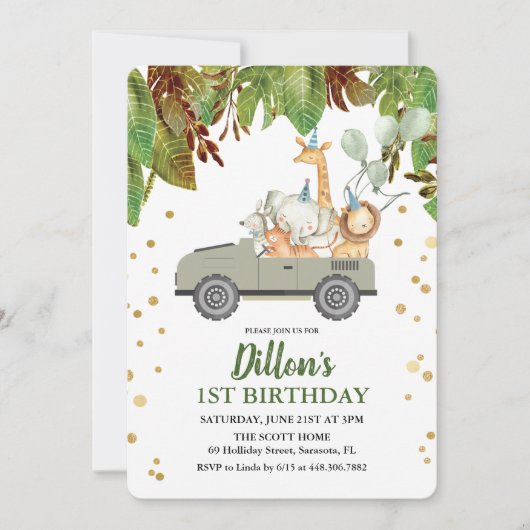 JEDES ALTER - Jungle Safari Einladung zum Geburtst (Vorderseite)