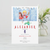 Jedes Alter Kinder zwischen Dragon mittelalterlich Einladung (Stehend Vorderseite)