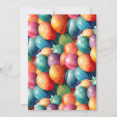 Jedes Alter | Kitty Cat Rainbow Balloons Kindergeb Einladung (Rückseite)