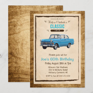 JEDES ALTER - Klassische Auto Vintage Geburtstagse Einladung