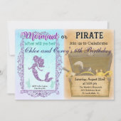 JEDES Alter - Meerjungfrau oder Pirate zum Geburts Einladung (Vorderseite)