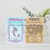 JEDES Alter - Meerjungfrau oder Pirate zum Geburts Einladung (Stehend Vorderseite)