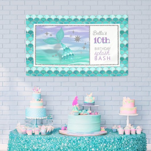 JEDES ALTER Mermaid Splash Bash Birthday Party Ban Banner