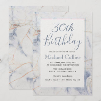 JEDES ALTER - Moderner Marmor Geburtstagsempfang Einladung