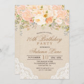 JEDES ALTER - Peach floral Lace Birthday Einladung (Vorne/Hinten)