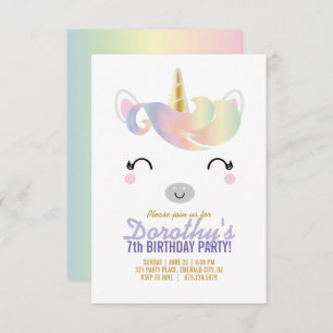 JEDES ALTER Regenbogen UNICORN BIRTHDAY Party Einladung