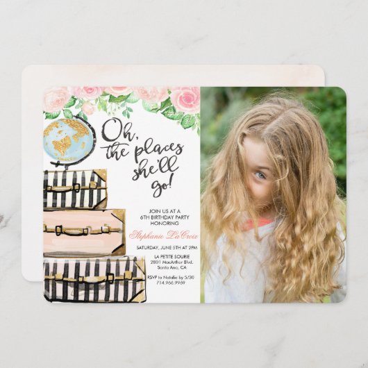 JEDES ALTER - Reisekoffer Einladung zum Geburtstag (Vorne/Hinten)