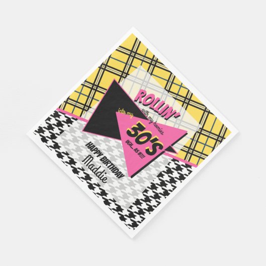 JEDES ALTER Retro 90er kariert & Hahnentrittmuster Serviette (Ecke)