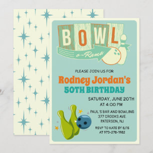 JEDES ALTER - Retro Bowling Geburtstagseinladung Einladung