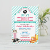 JEDES ALTER - Retro Diner zum Geburtstag der 1950e Einladung (Stehend Vorderseite)