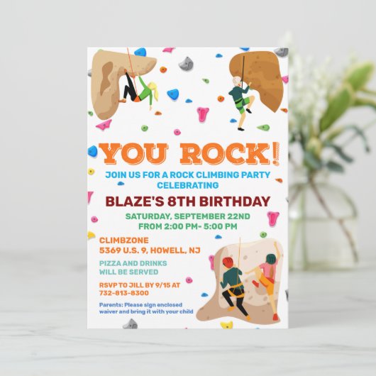 JEDES ALTER - Rock Climbing Einladung zum Geburtst (Stehend Vorderseite)
