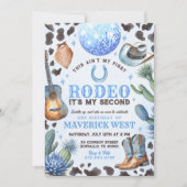 JEDES ALTER RODEO Cowboy Blue Black Birthday Einladung (Vorderseite)