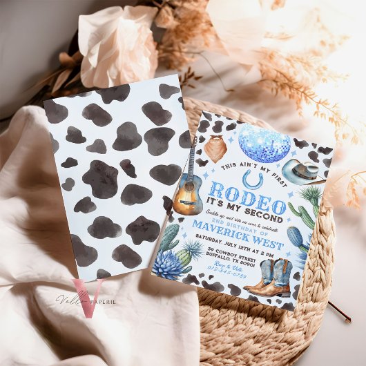 JEDES ALTER RODEO Cowboy Blue Black Birthday Einladung