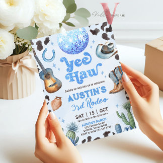 JEDES ALTER RODEO Cowboy Blue Geburtstag Einladung