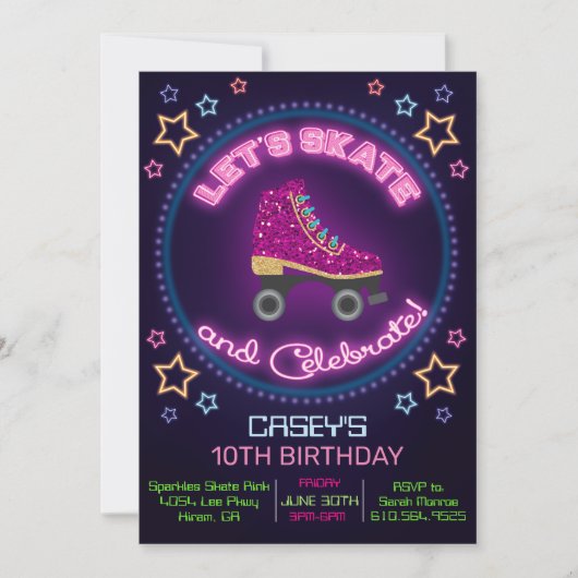 JEDES ALTER - Roller Skate Einladung zum Geburtsta (Vorderseite)