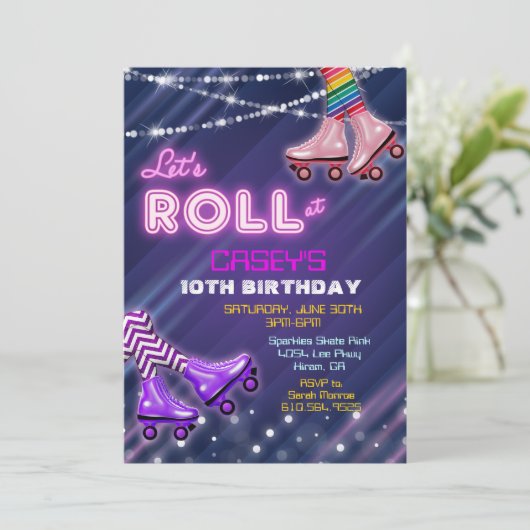 JEDES ALTER - Roller Skate Einladung zum Geburtsta (Stehend Vorderseite)