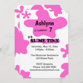 Jedes Alter rosa Schleime Geburtstag Einladung (Vorne/Hinten)