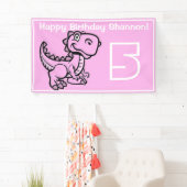 Jedes Alter rosa T Rex Dinosaurier Geburtstag Banner (Insitu)