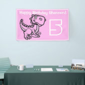 Jedes Alter rosa T Rex Dinosaurier Geburtstag Banner (Messeveranstaltung)
