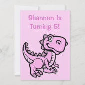 Jedes Alter rosa T Rex Dinosaurier Geburtstag Einladung (Rückseite)