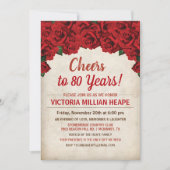 JEDES ALTER - Rote Rosen Meilenstein Geburtstag Ei Einladung (Vorderseite)