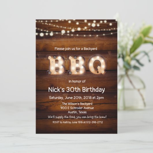 JEDES ALTER - Rustikale GRILLEN Einladung zum Gebu (Stehend Vorderseite)